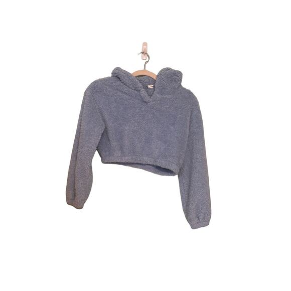 Shein Girls Size 10 Years Blue Teddy Bear Outfit Cropped Hoodie with Jogger Pant - Picture 4 of 7